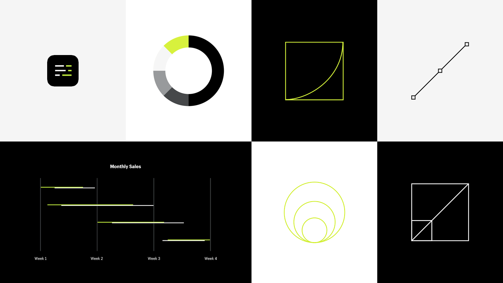 A grid layout of aesthetically pleasing brand tidbits.